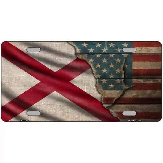 Alabama American Flags Vintage Look Metal Sign