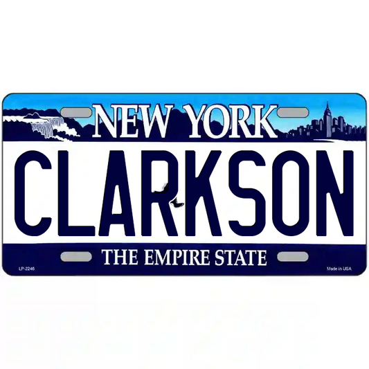 Clakson New York Blue Metal Sign