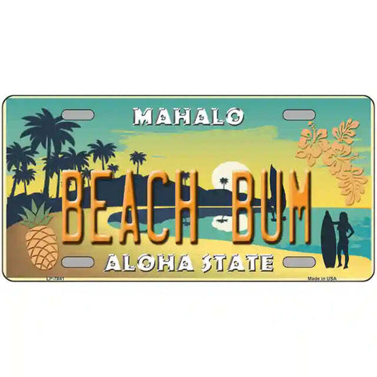 Beach Bum Hawaii Pineapple Metal Sign