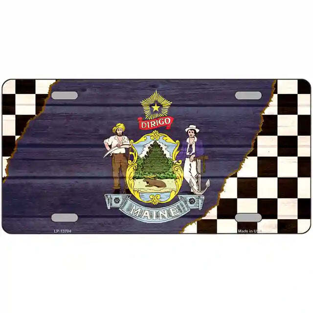Maine Racing Flag Metal Sign