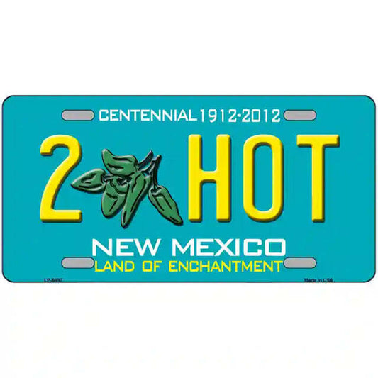 2 Hot Green Chilis New Mexico Teal Metal Sign