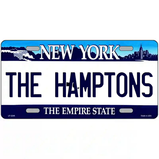 The Hamptons New York Blue Metal Sign