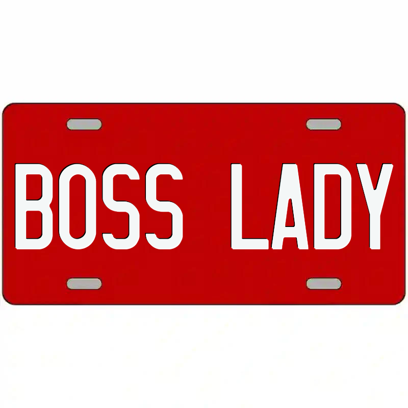 Boss Lady White on Red Metal Sign