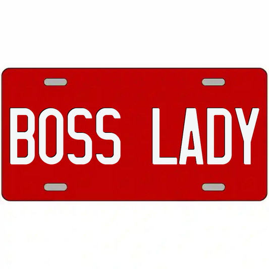 Boss Lady White on Red Metal Sign