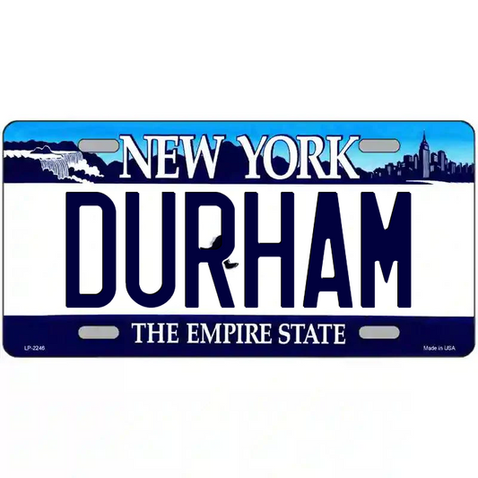 Durham New York Blue Metal Sign