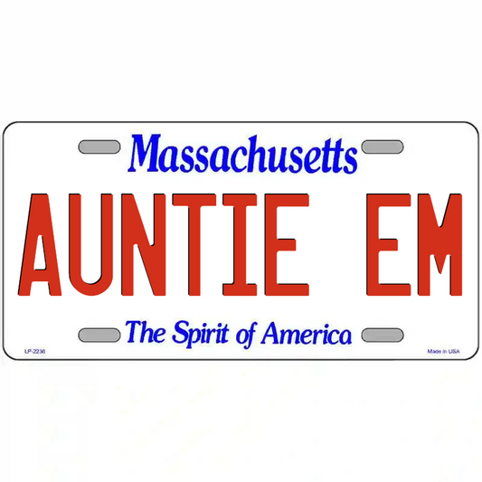 Auntie Em Massachusetts Metal Sign