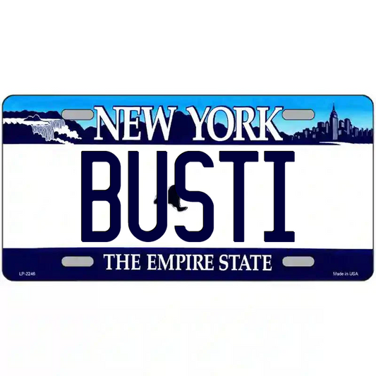 Busti New York Blue Metal Sign