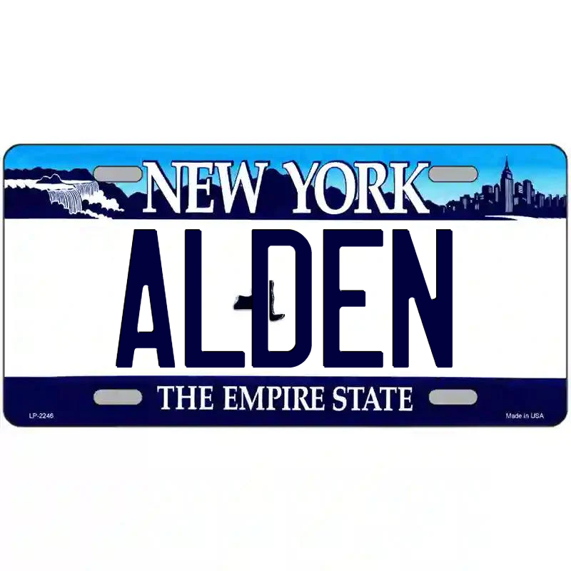 Alden New York Blue Metal Sign
