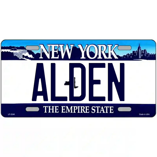 Alden New York Blue Metal Sign