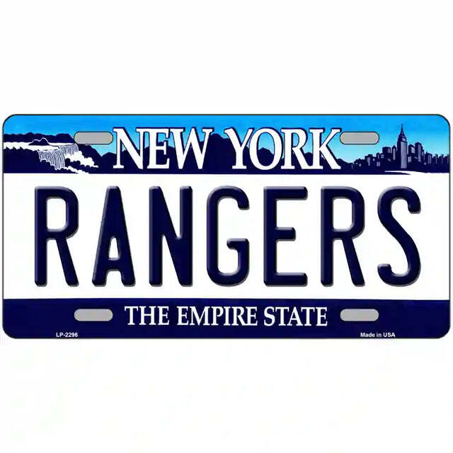 Rangers New York Blue Metal Sign