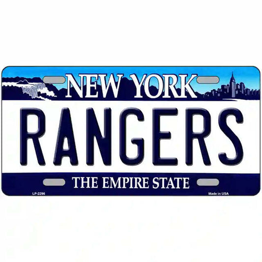 Rangers New York Blue Metal Sign