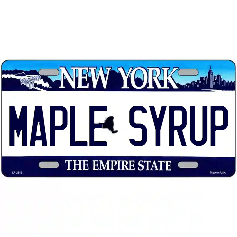 Maple Syrup New York Blue Metal Sign