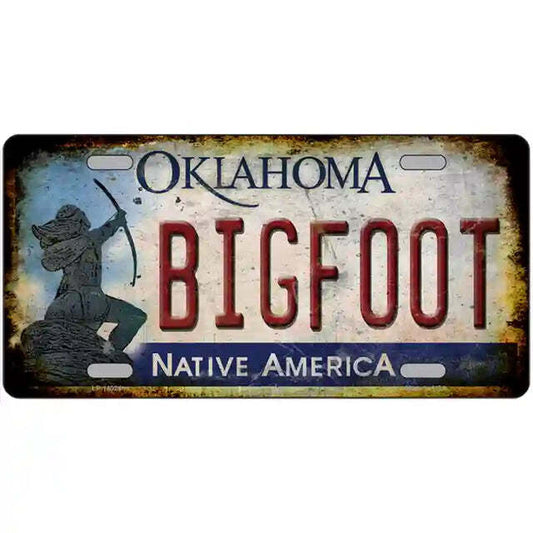 Oklahoma Rusty Look Bigfoot Metal Sign