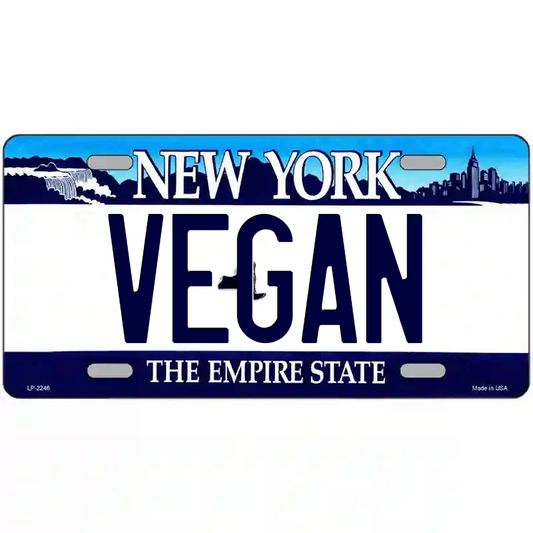 Vegan New York Blue Metal Sign