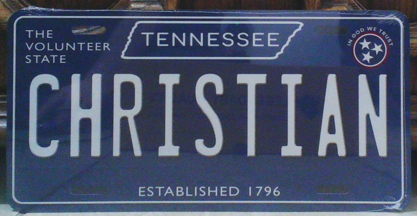 Christian Tennessee Blue Metal Sign