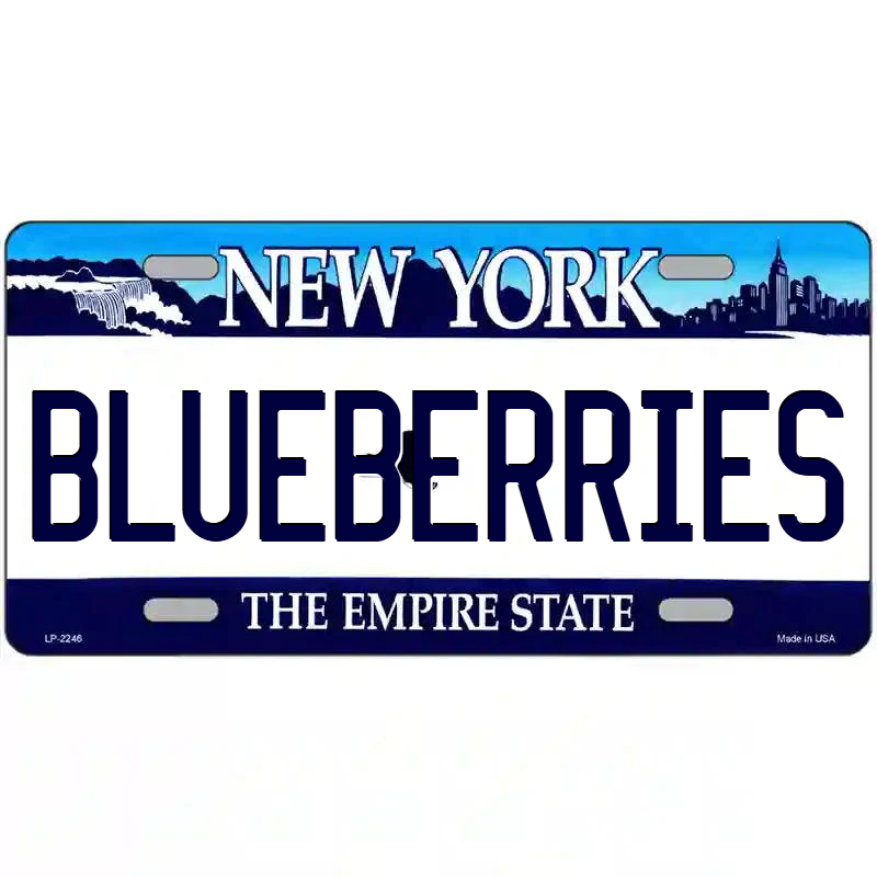 Blueberries New York Blue Metal Sign