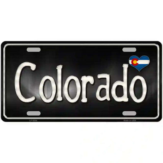 Colorado Flag Heart Script Metal Sign