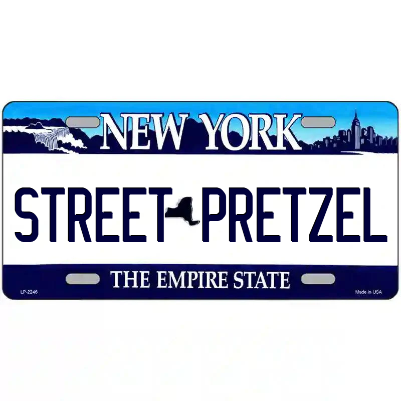 Street Pretzel New York Blue Metal Sign