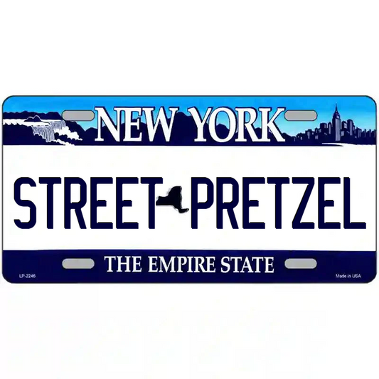 Street Pretzel New York Blue Metal Sign