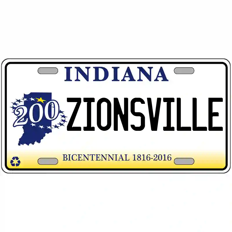 Zionsville Indiana Bicentennial Metal Sign