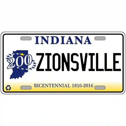 Zionsville Indiana Bicentennial Metal Sign
