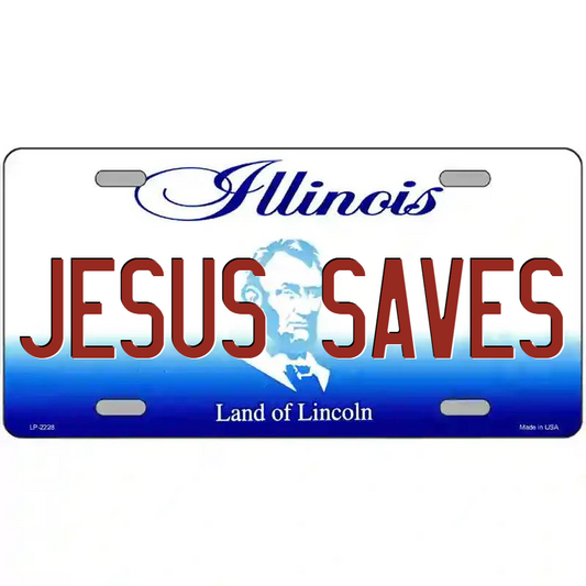 Jesus Saves Illinois Metal Sign