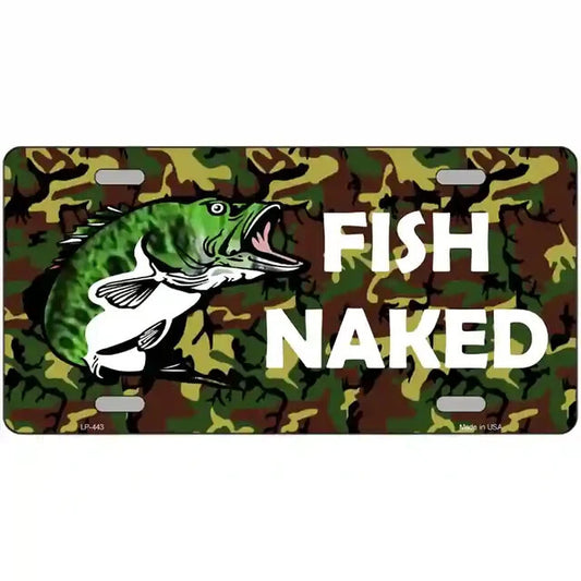 Fish Naked Camo Metal Sign
