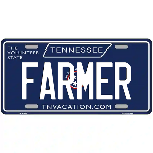 Farmer Tennessee Blue Metal Sign