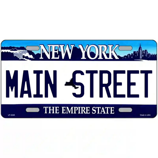Main Street New York Blue Metal Sign