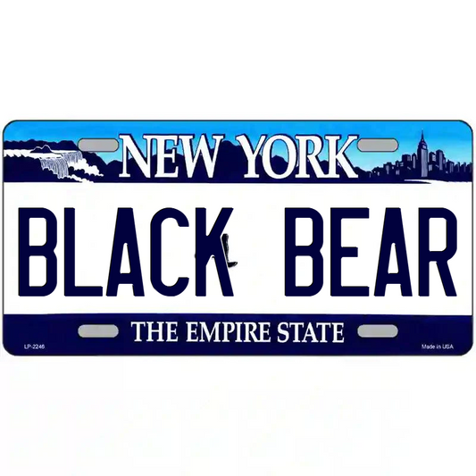 Black Bear New York Blue Metal Sign