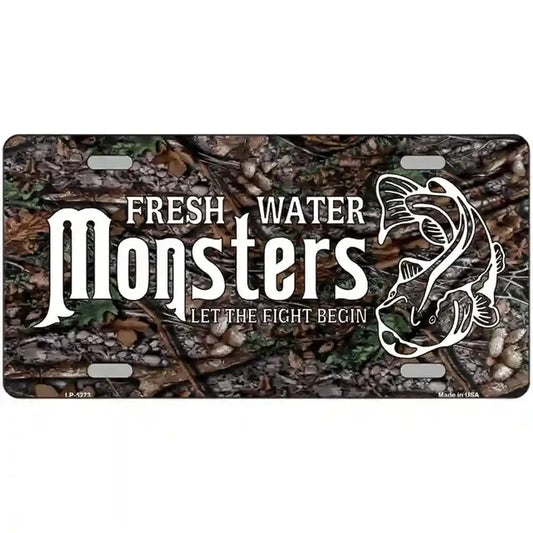 Fresh Water Monsters Let the Fight Begin Metal Sign