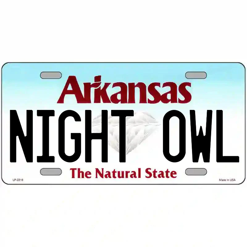 Night Owl Arkansas Metal Sign