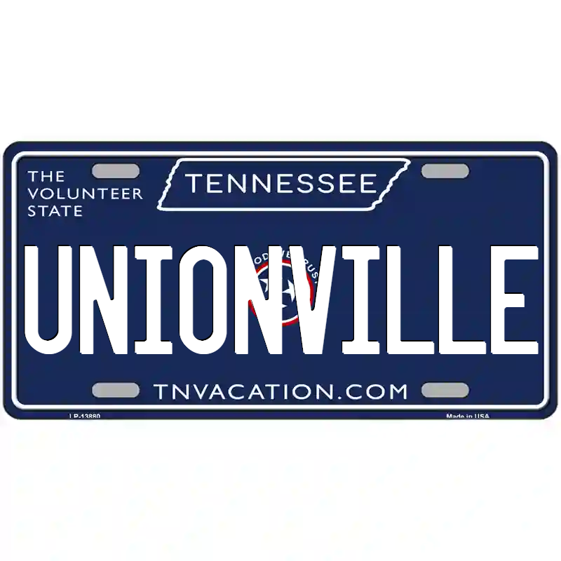 Unionville Tennessee Blue Metal Sign