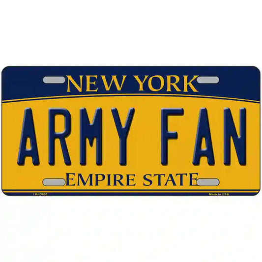Army Fan New York Yellow Metal Sign