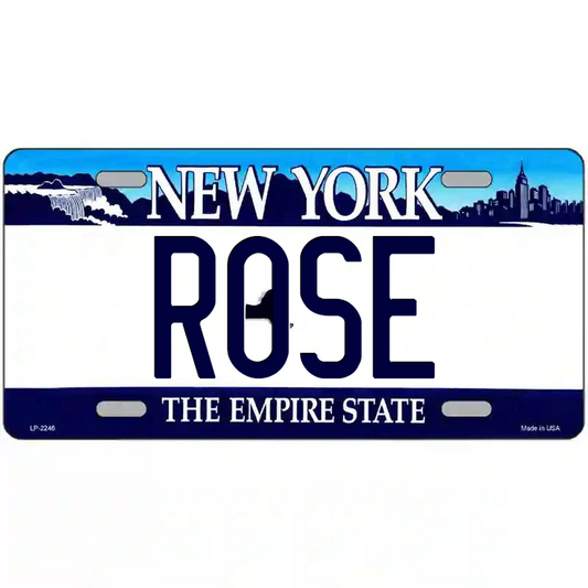 Rose New York Blue Metal Sign