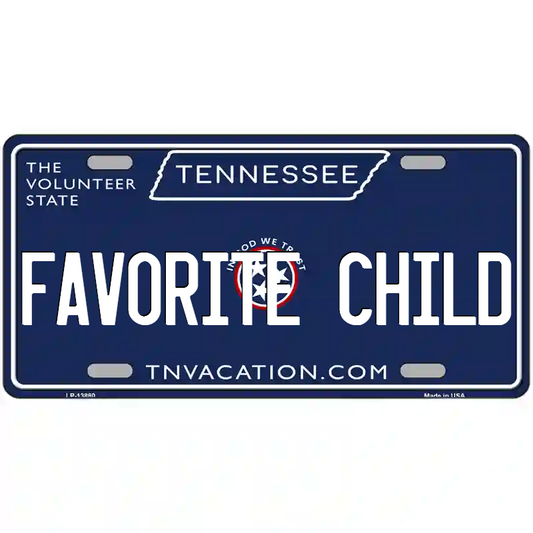 Favorite Child Tennessee Blue Metal Sign
