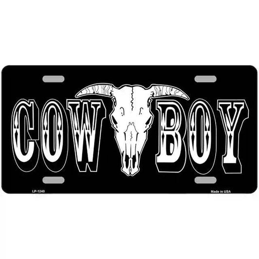 Cowboy Longhorn Skull Metal Sign