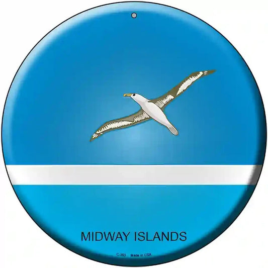 Midway Islands Flag 12" Circle Metal Sign