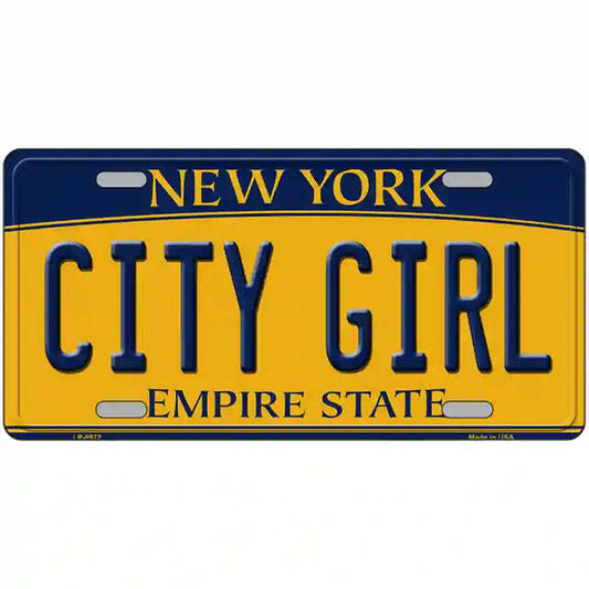 City Girl New York Yellow Metal Sign