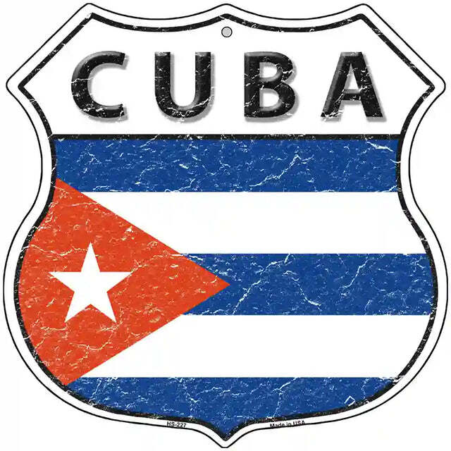 Cuba Flag Highway Shield Metal Sign