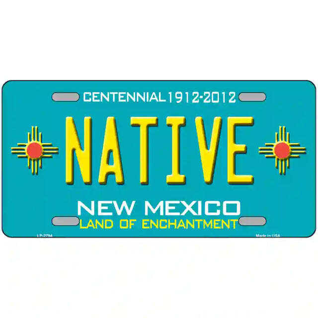 Native New Mexico Teal Metal Sign