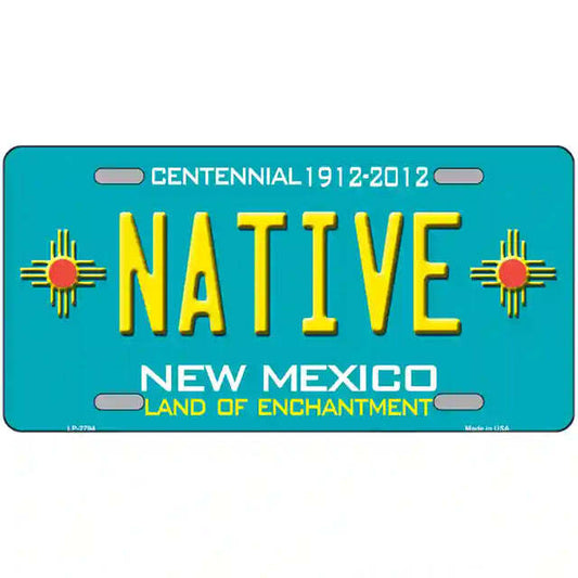 Native New Mexico Teal Metal Sign