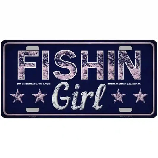 Fishin' Girl Metal Sign