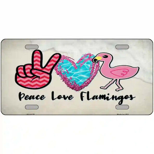 Peace Love Flamingos Metal Sign