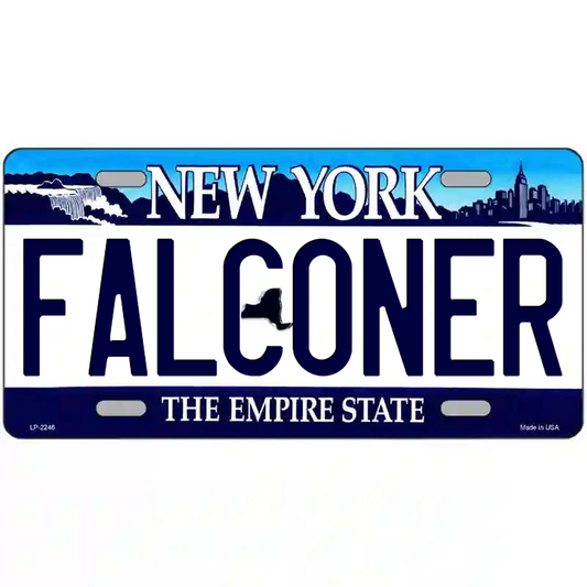 Falconer New York Blue Metal Sign