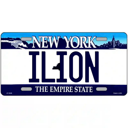 Ilion New York Blue Metal Sign