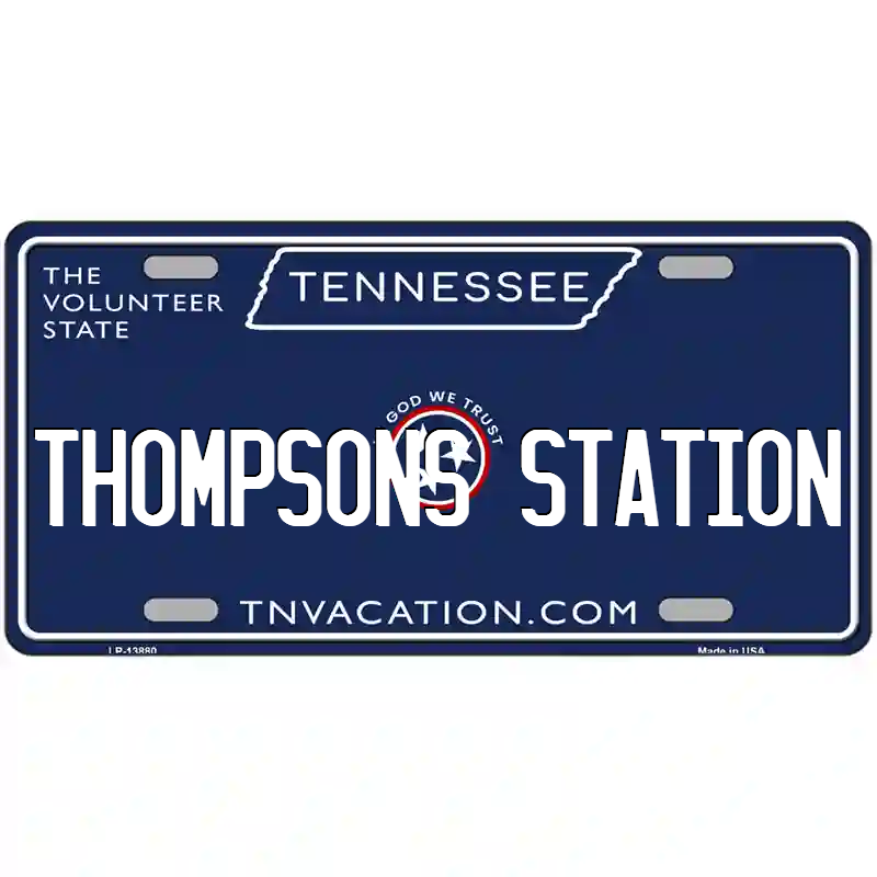 Thompson's Station Tennessee Blue Metal Sign