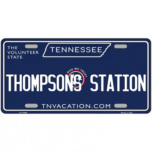 Thompson's Station Tennessee Blue Metal Sign