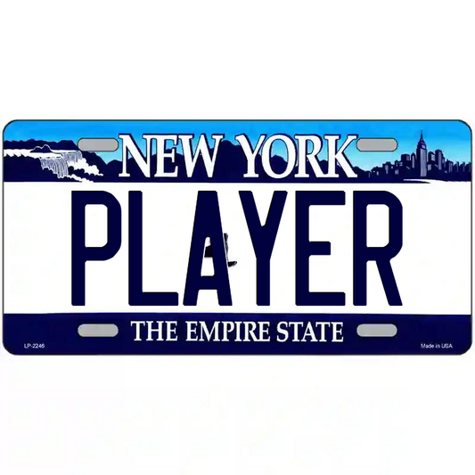 Player New York Blue Metal Sign