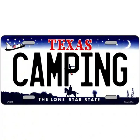 Camping Texas Metal Sign